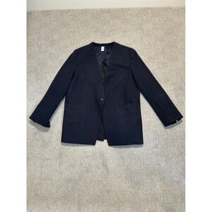 Spanx‎ Pinstripe Navy Blue Blazer Jacket Career Business Office Womens Sz S